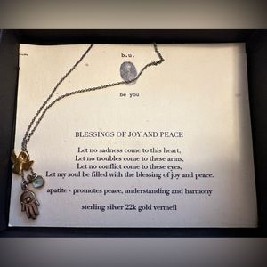 B.U. Necklace Blessings of Joy and Peace; NEW NEVER WORN